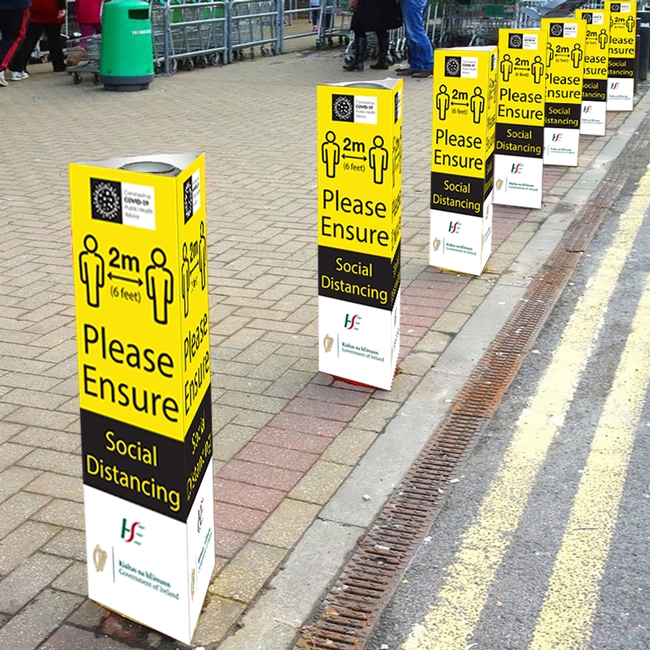 Please Ensure Social Distancing Bollard Covers